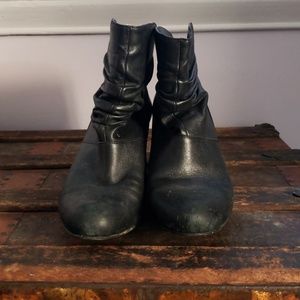 Black pleather booties